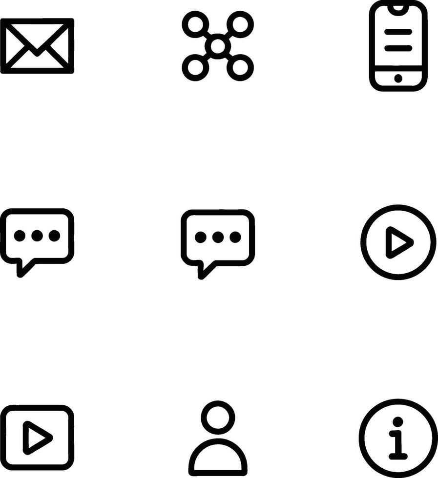 Minimalist Communication and Media Icon Set vector