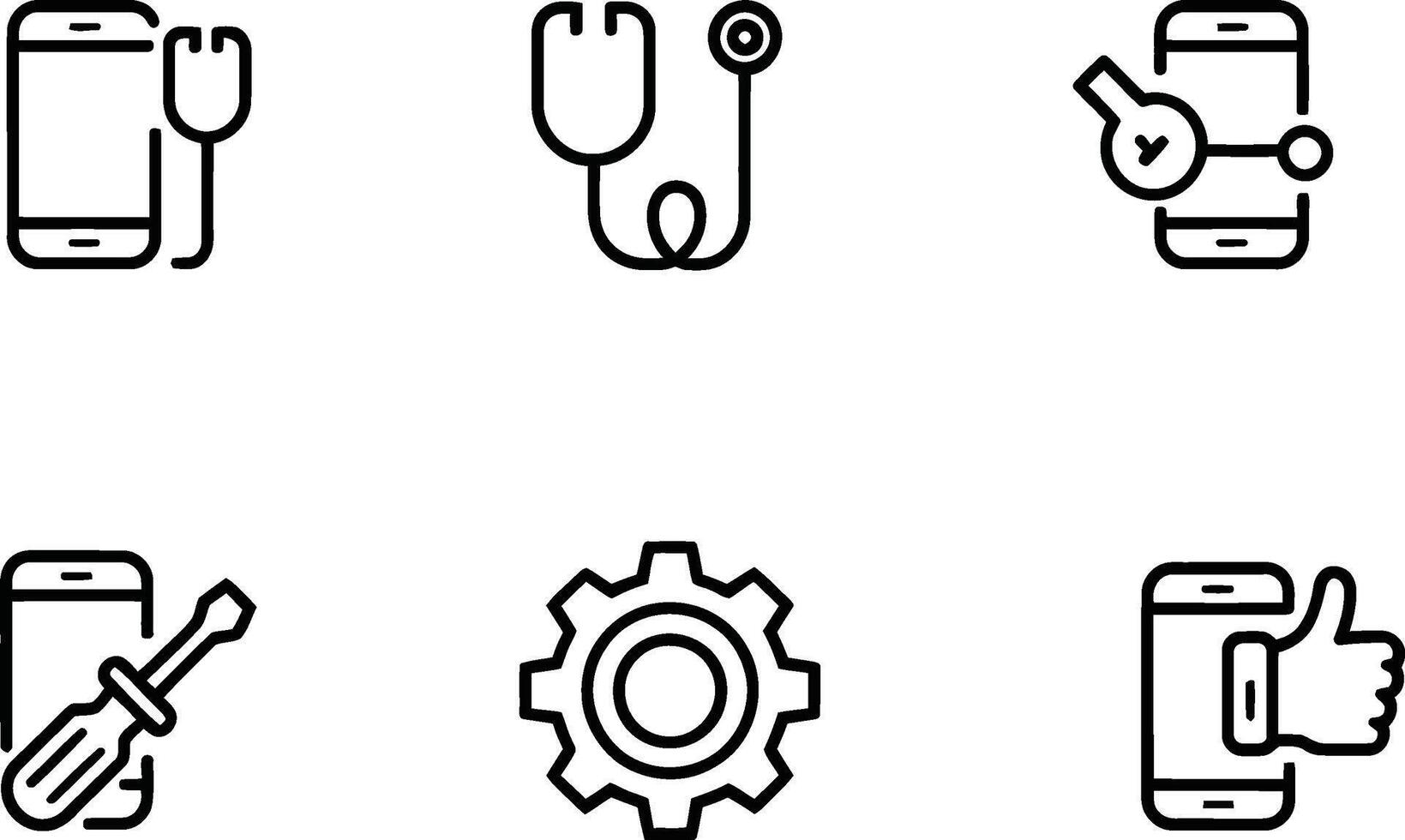 Smartphone Diagnosis and Repair Line Icons vector