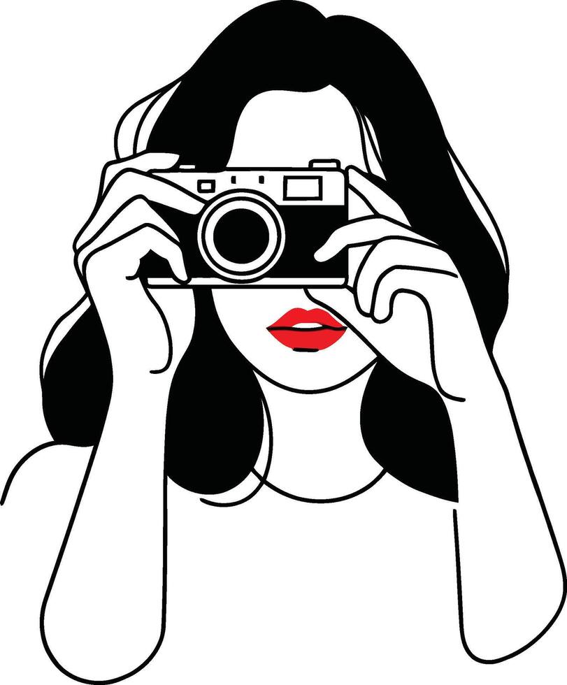 Woman with Camera World Photography Day vector