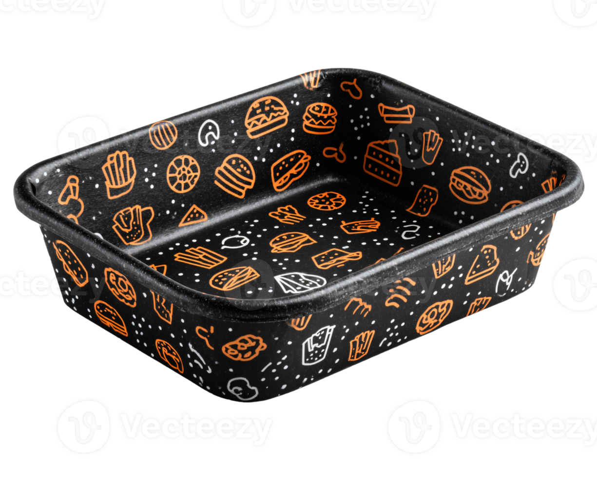 Decorative Food Container with Colorful Fast Food Illustrations png