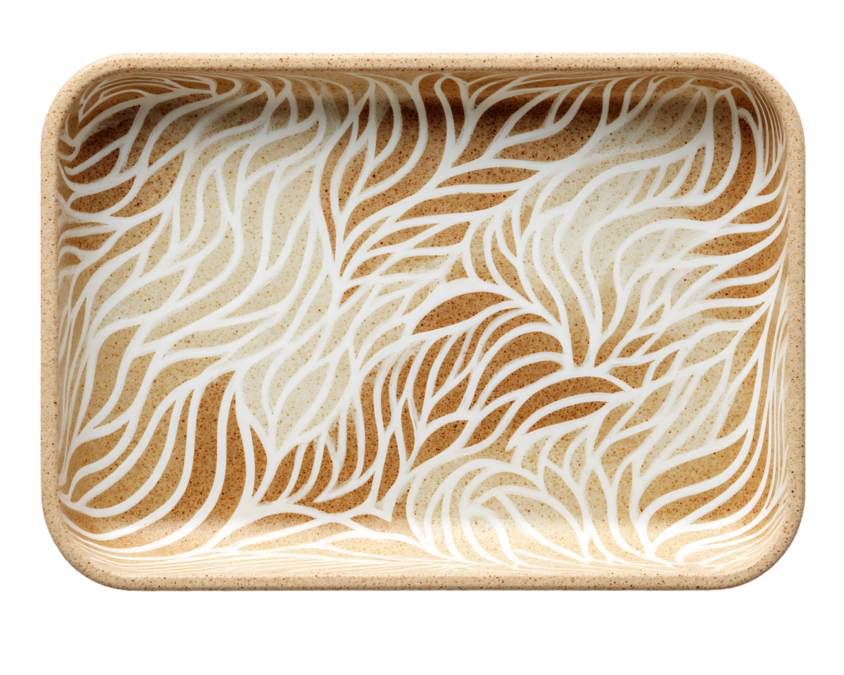 Abstract Patterned Tray with Elegant Leaf Design on Neutral Background png