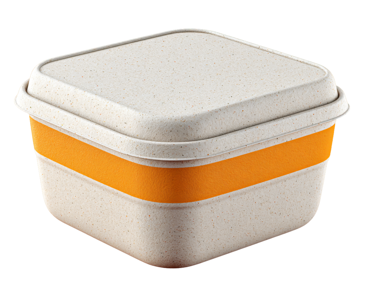 Eco-Friendly Square Container with Orange Band for Food Storage png