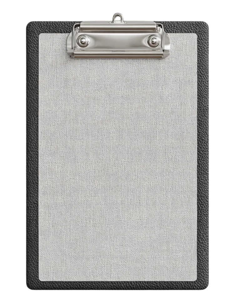 Blank Clipboard with Metal Clip for Notes png