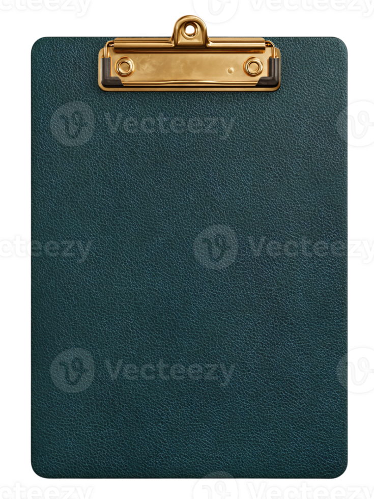 Dark Green Textured Clipboard with Gold Clip for Document Holding png