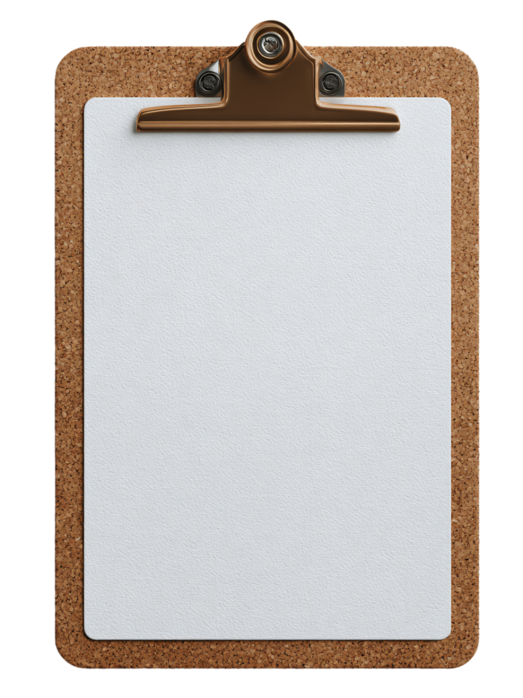 Blank Clipboard on Cork Background for Note-Taking or Planning png