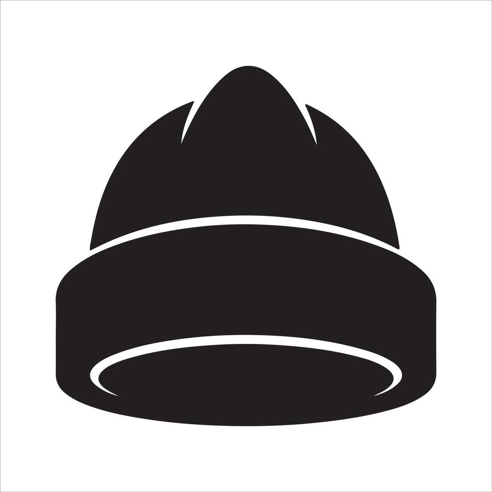 Simple black beanie hat icon with clean lines and minimalist design vector