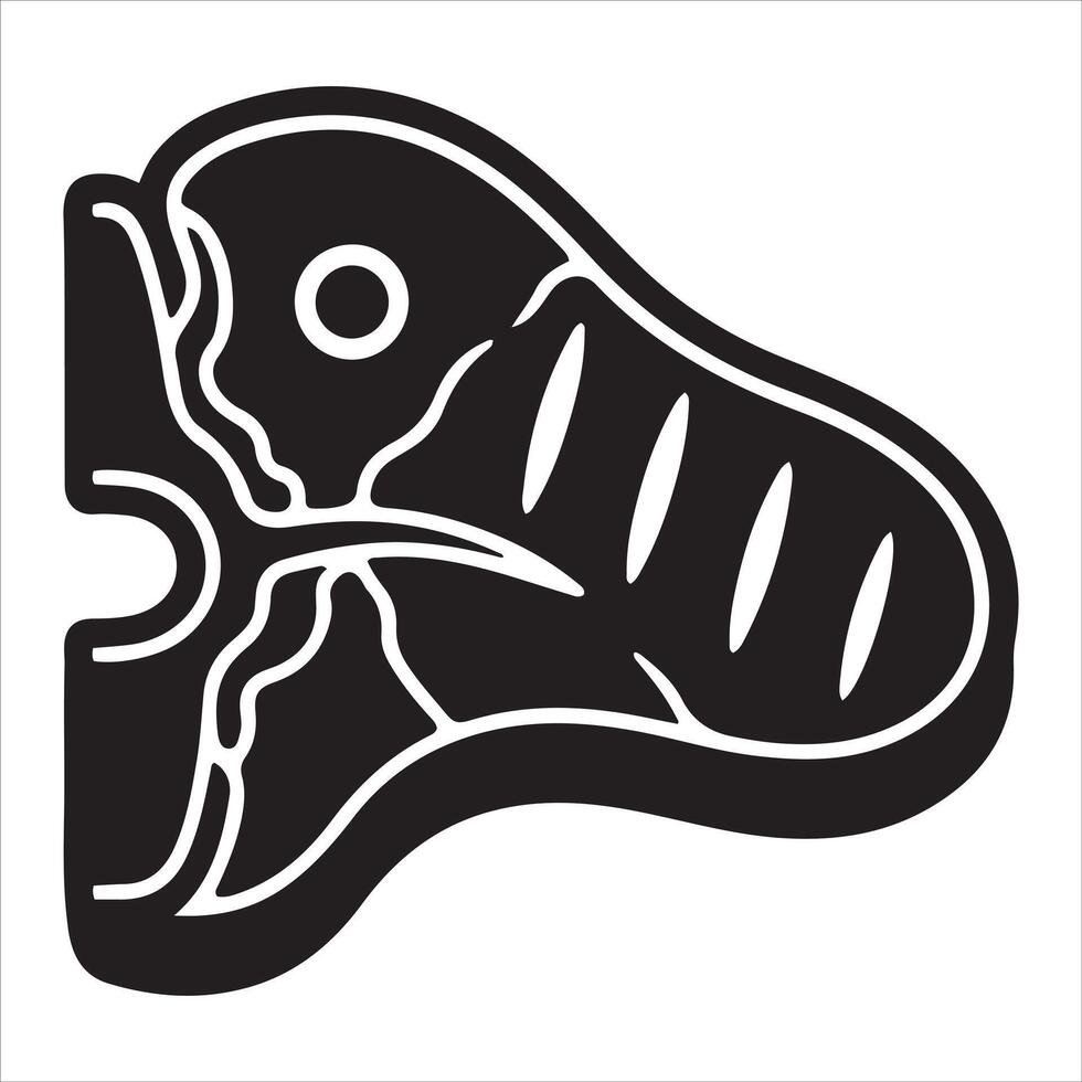 Bold black silhouette of a delicious t bone steak cut vector