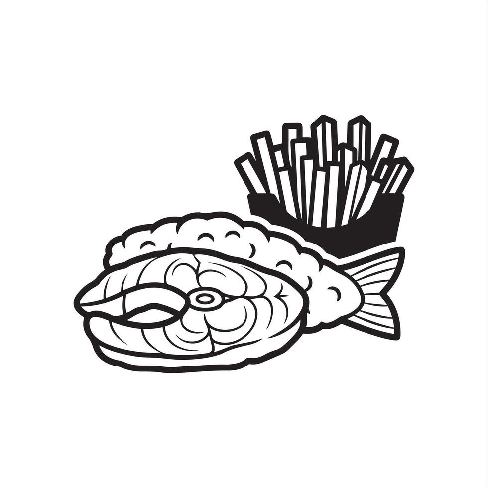 Classic fish and chips meal with golden fried fish and crispy fries vector
