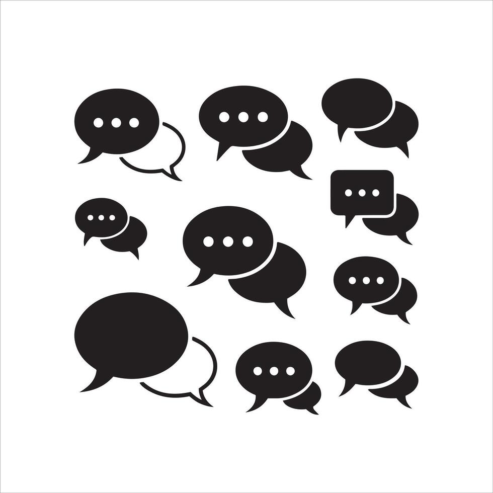 Collection of black speech bubbles with ellipses indicating conversation vector