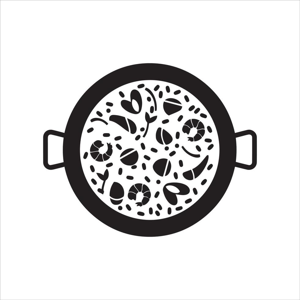 Artistic representation of a delicious paella dish in a traditional pan vector