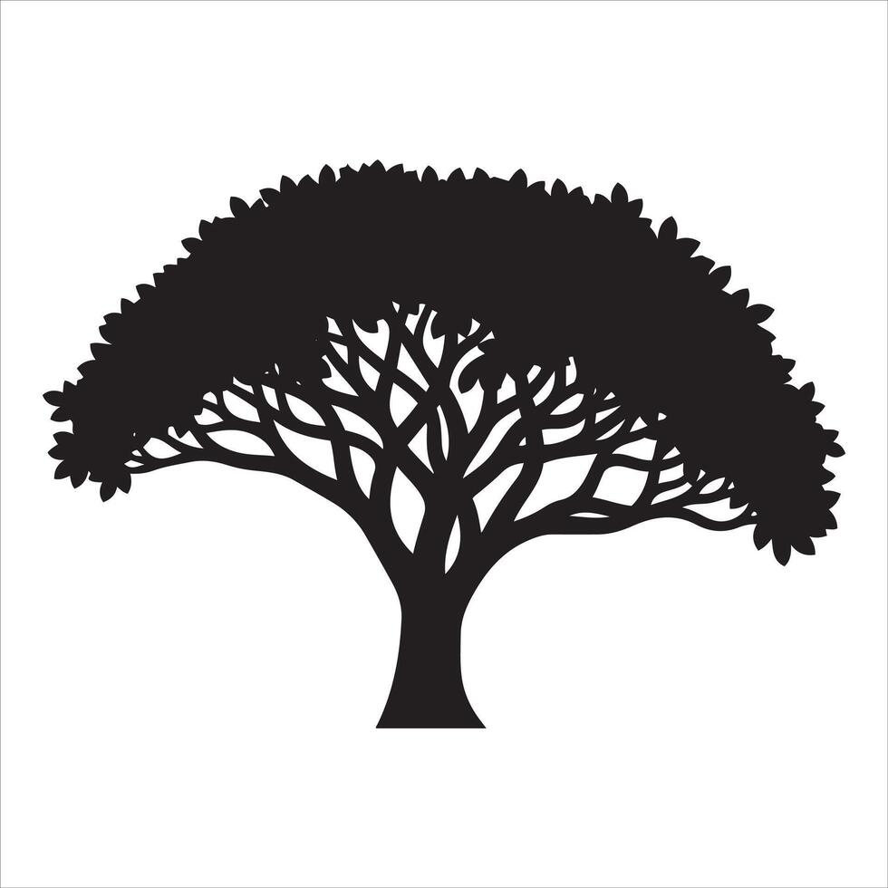 Silhouette of a majestic acacia tree with a broad canopy vector