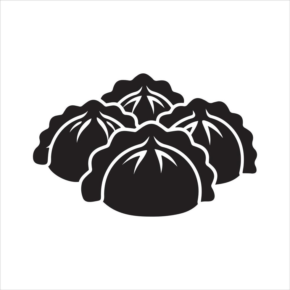 Stylized black silhouette of four dumplings on a white background vector