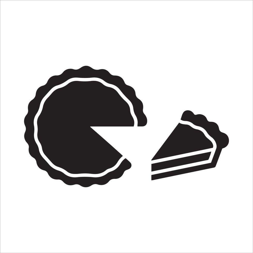 A black and white graphic representation of a pie with one slice removed vector
