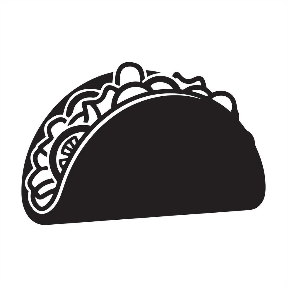 Simple black silhouette of a delicious taco with fillings vector