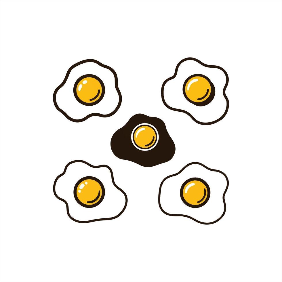 Whimsical fried eggs with sunny yellow yolks on a white background vector
