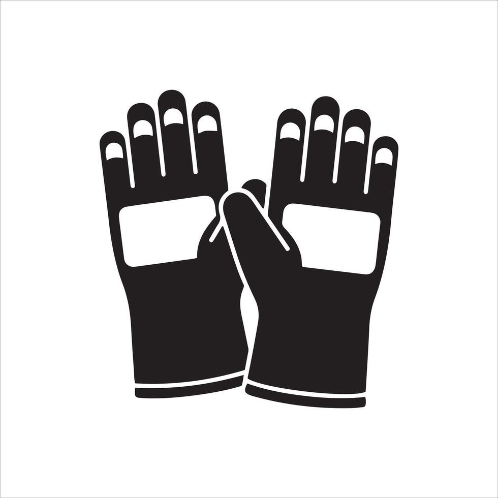 Pair of black protective gloves with white palm patches vector