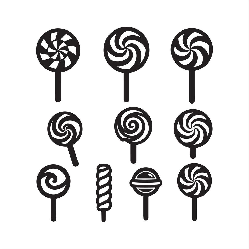 Collection of swirl and spiral lollipops on sticks vector