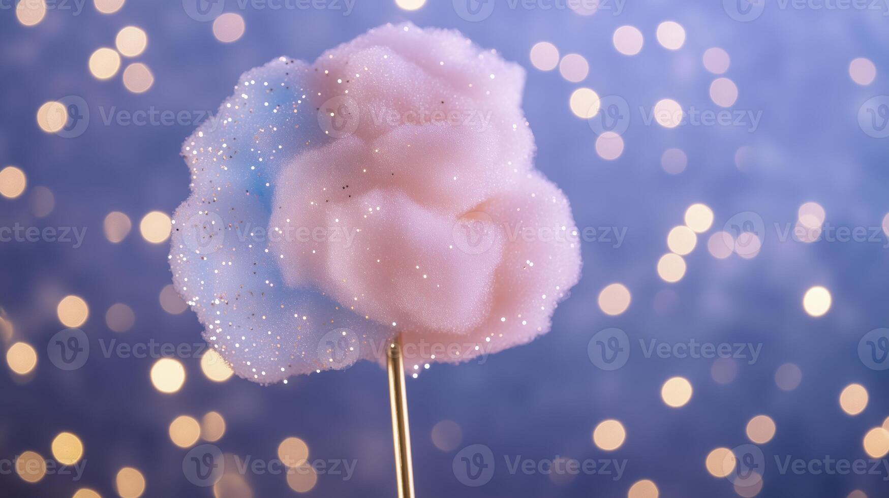 Cotton candy on a stick with a blue and pink cloud photo