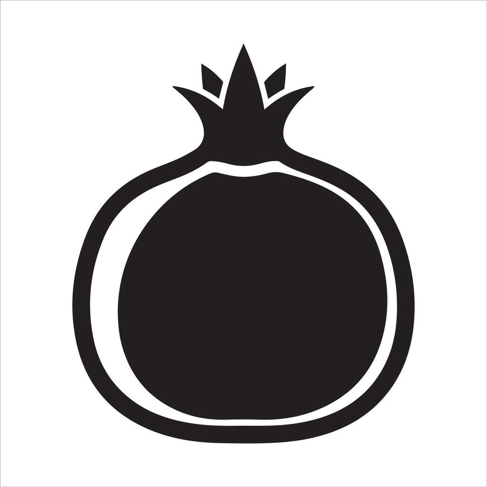 Bold black silhouette of a pomegranate fruit with crown vector