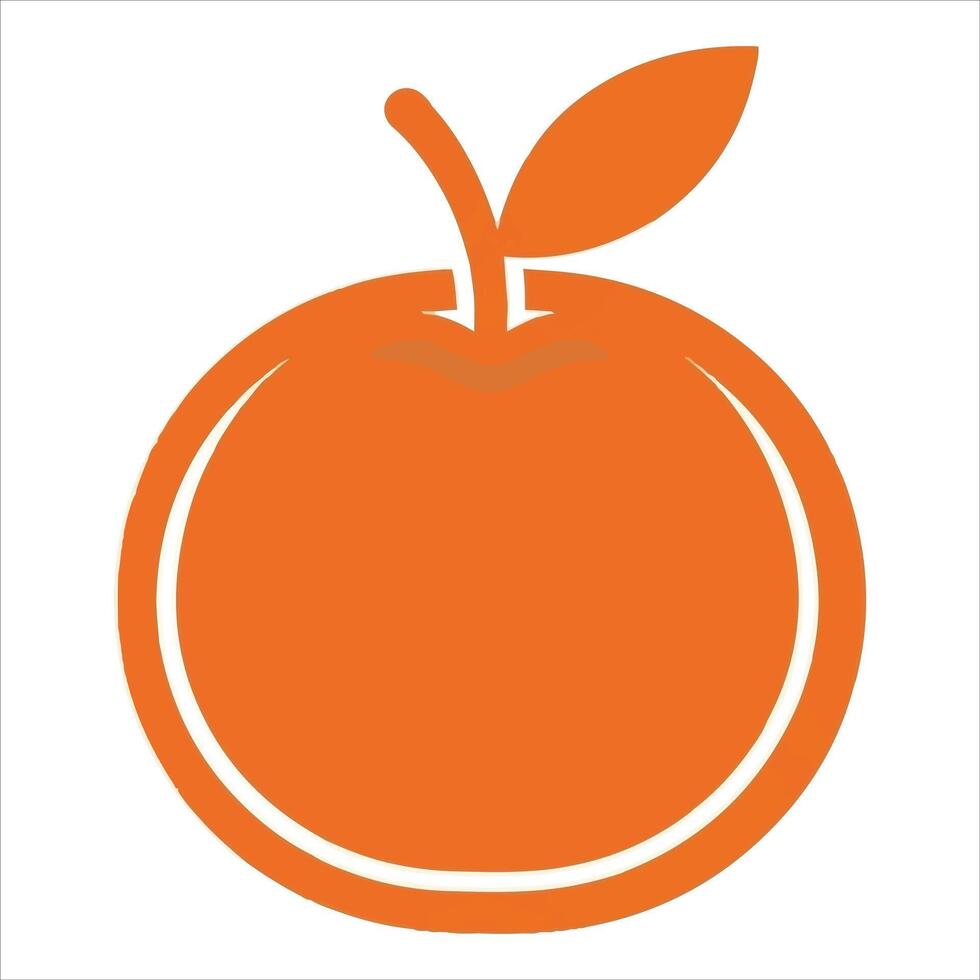 Simple orange fruit icon with leaf and stem on white background vector