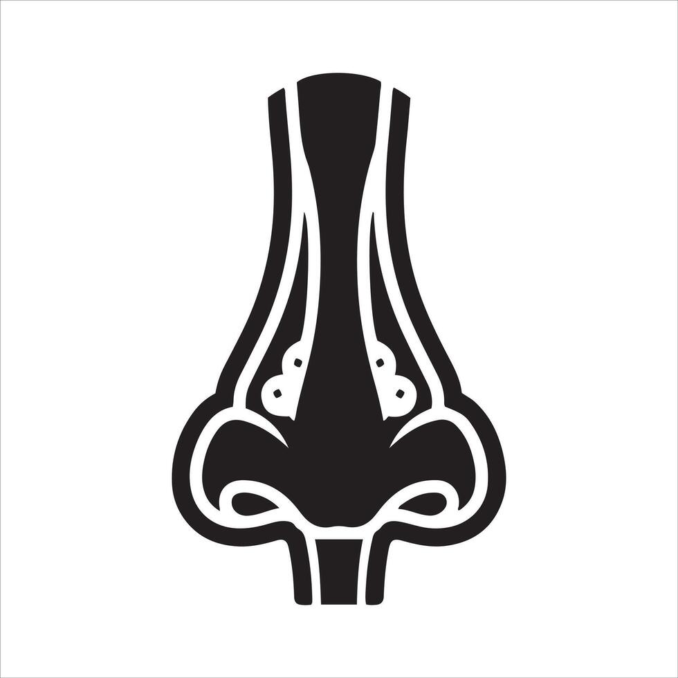 Stylized black and white representation of a human nose vector