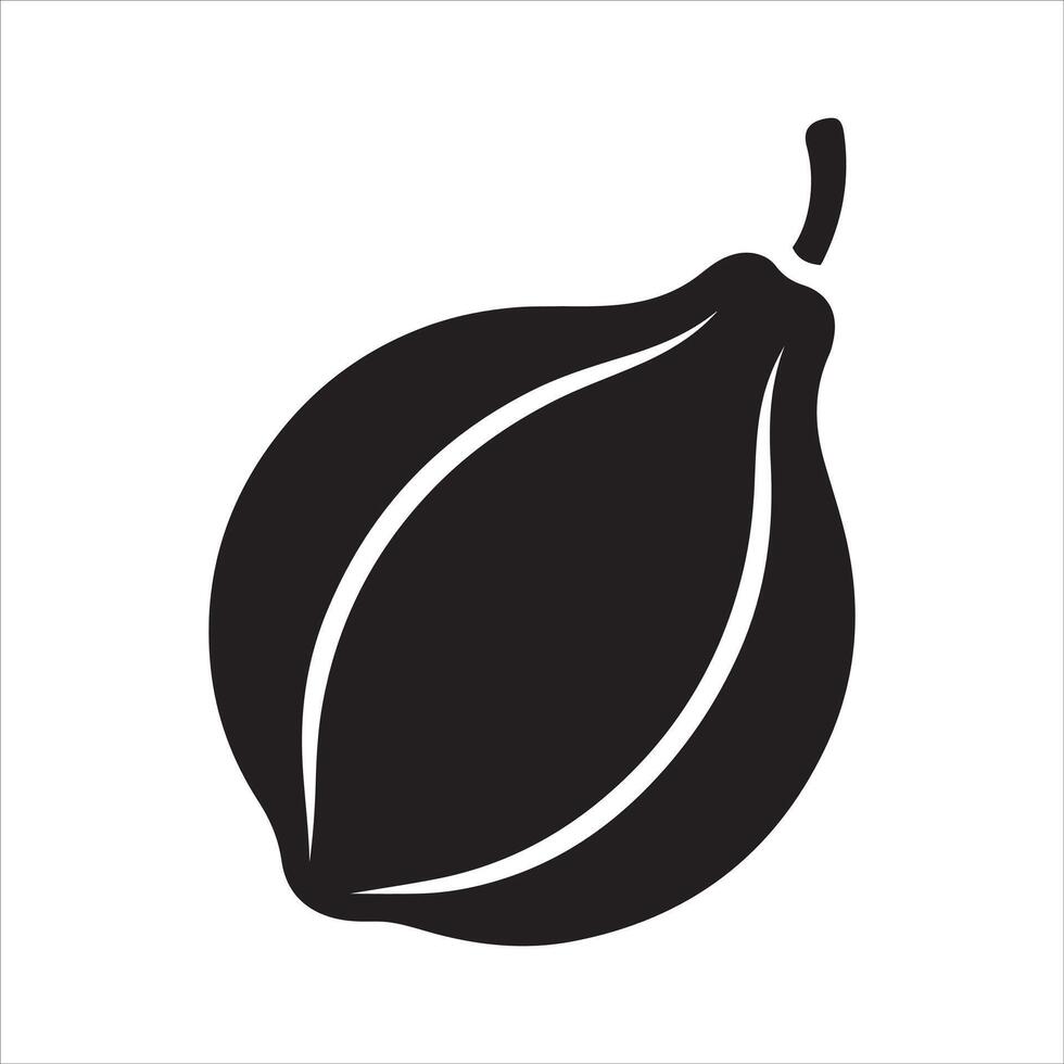 Simple black silhouette of a pear with a stem vector