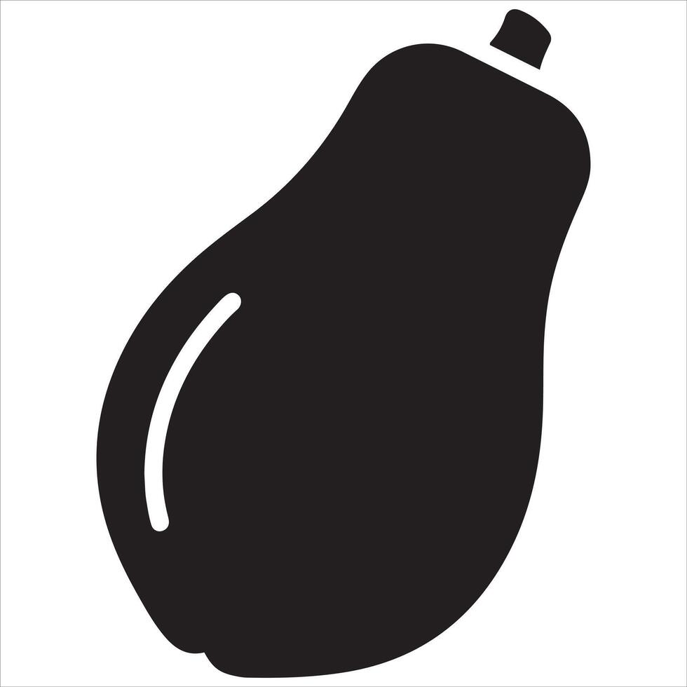 Simple black silhouette of a papaya fruit on a white background vector