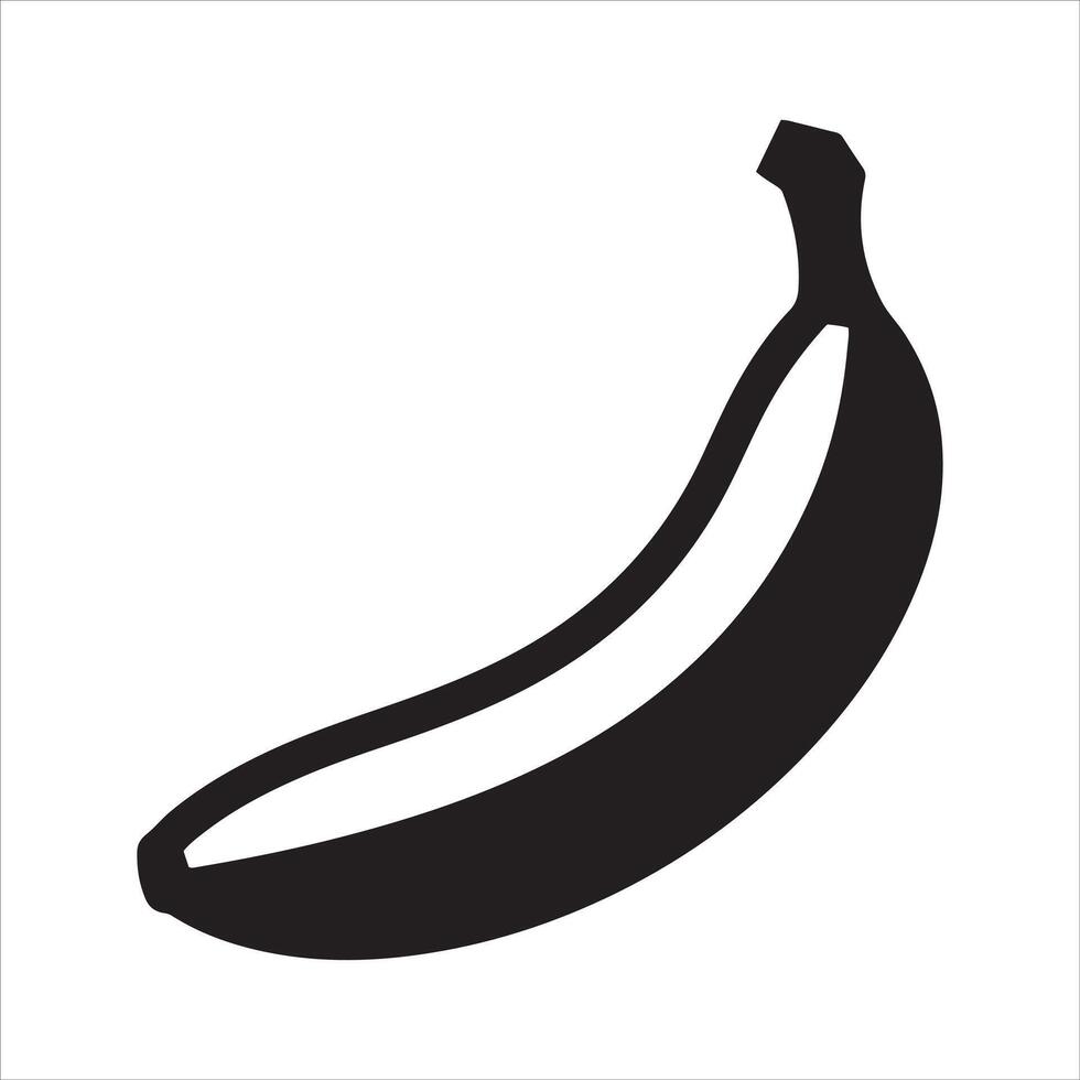 Simple black silhouette of a curved banana on a white background vector