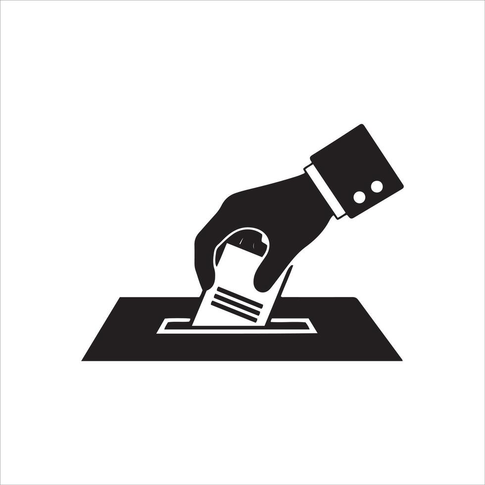 Person casting a ballot into a box symbolizing democratic participation and voting rights vector