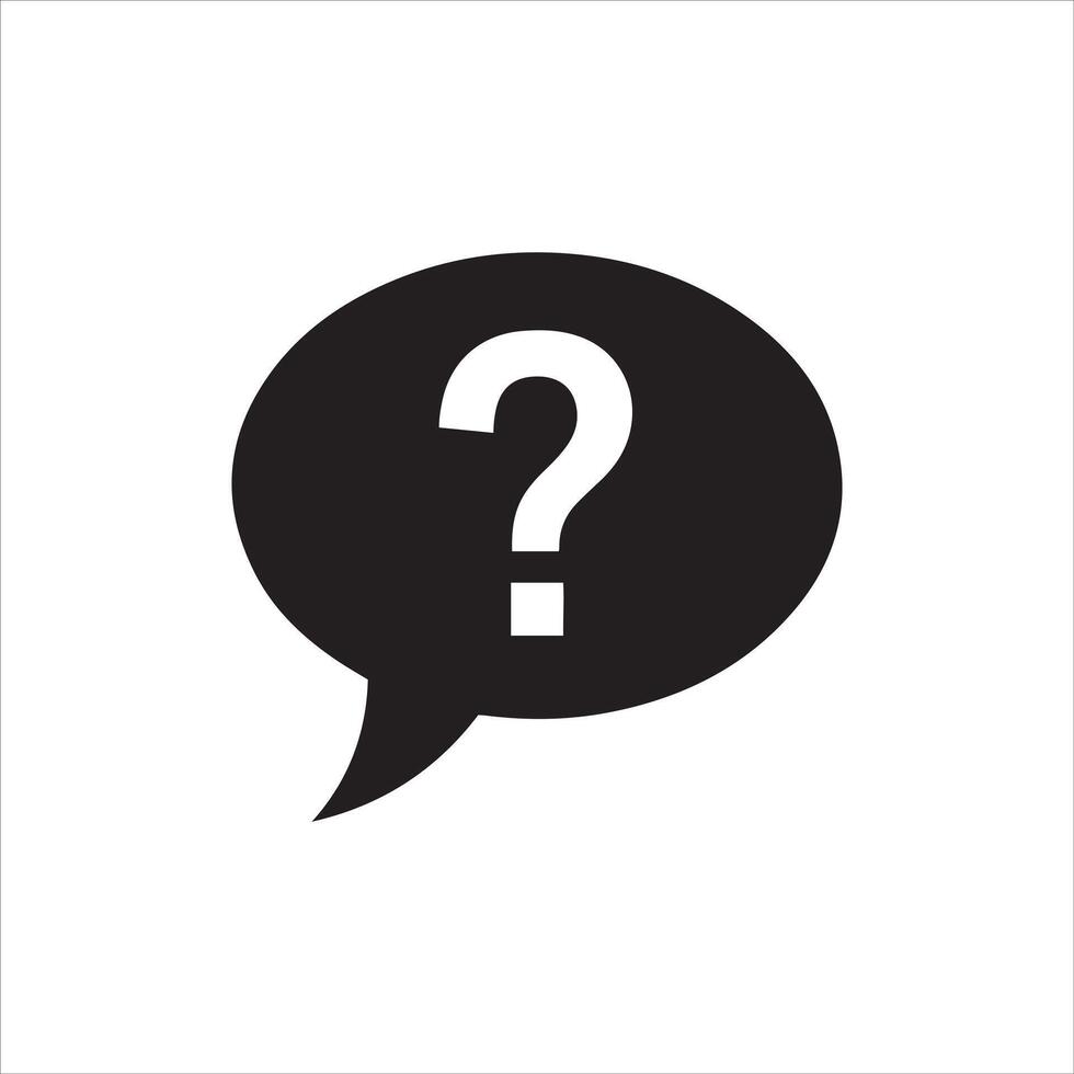 Black speech bubble with white question mark symbolizing inquiry vector