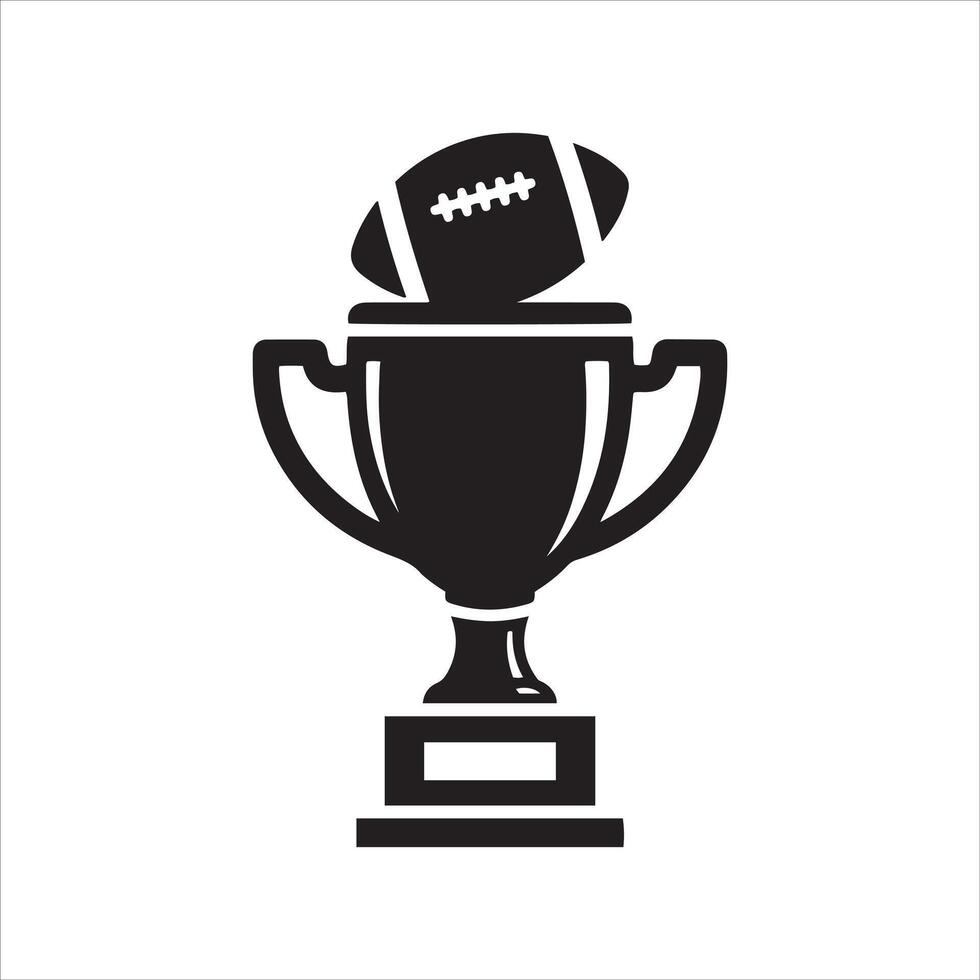 American football championship trophy with ball on white background vector