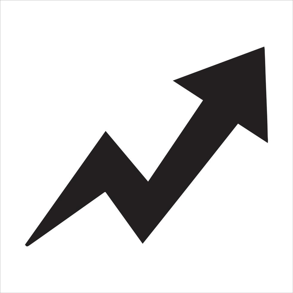 Black arrow trending upwards with the words action plan vector