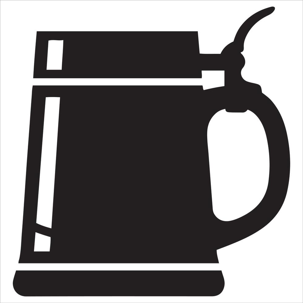 Classic black silhouette of a german beer stein with hinged lid vector