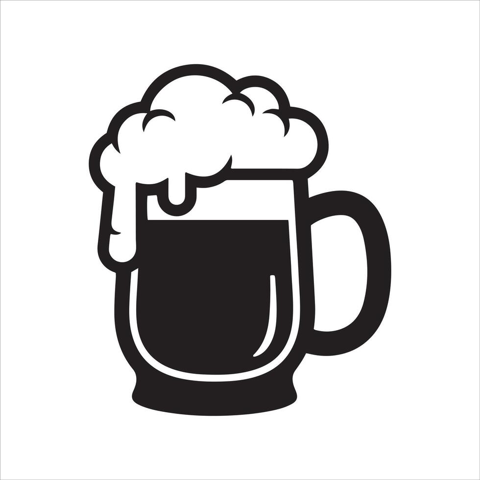 Stylized black and white representation of a frothy beer mug vector
