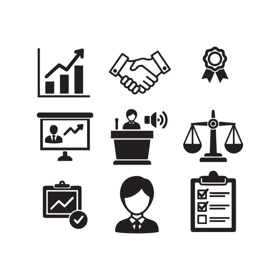 Business success and professional achievements collection of icons vector