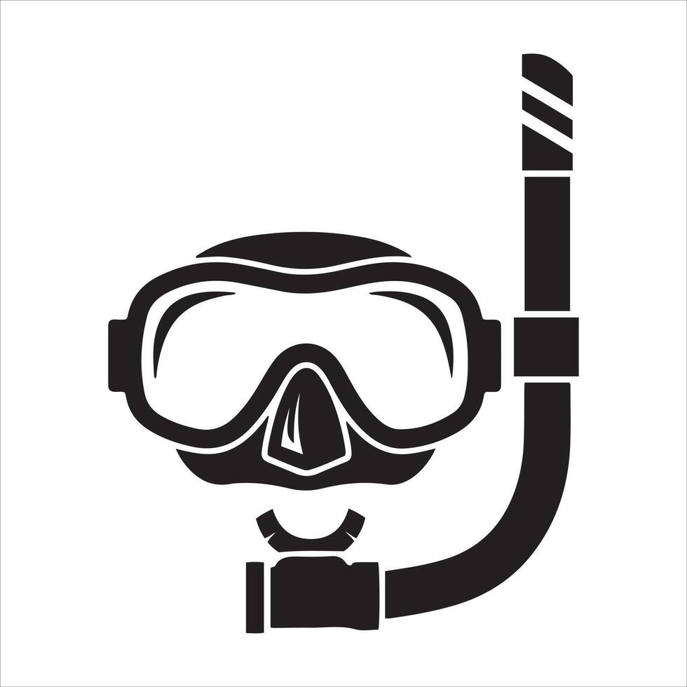 Black and white graphic of a snorkel and mask for underwater exploration vector