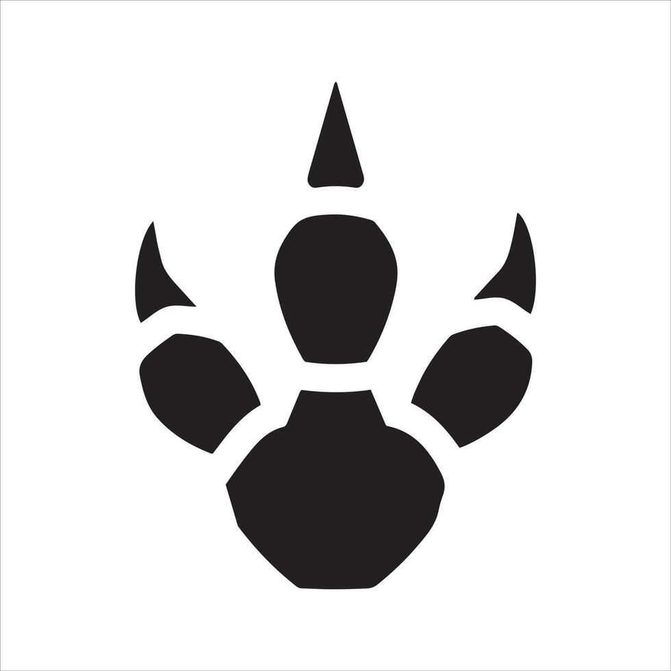 Stylized black dinosaur paw print with sharp claws on white background vector