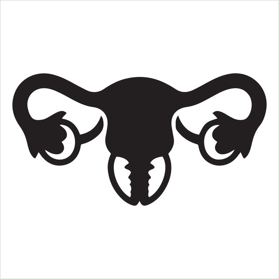 Stylized black silhouette of the female reproductive system vector