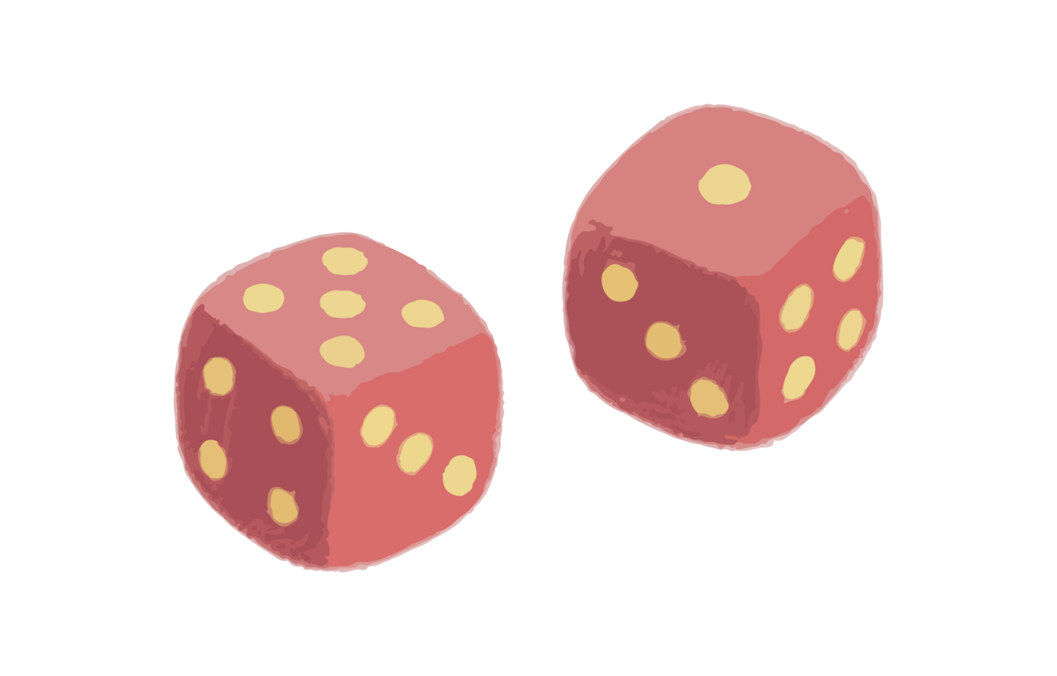 Red Dice with Yellow Dots on Transparent png
