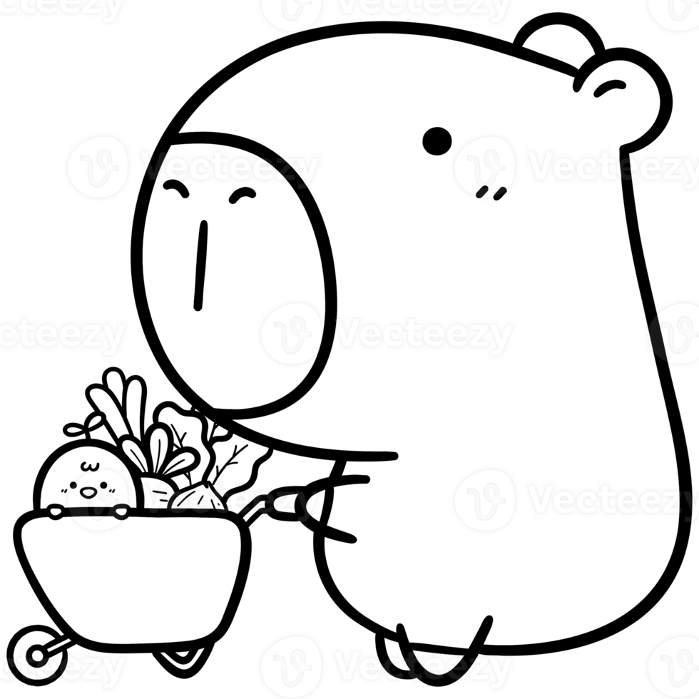 Capybara with wheelbarrow png