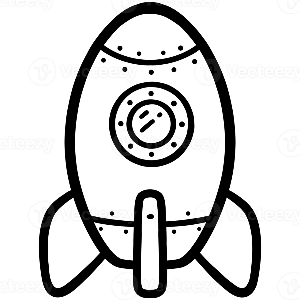 Space rocket doodle png