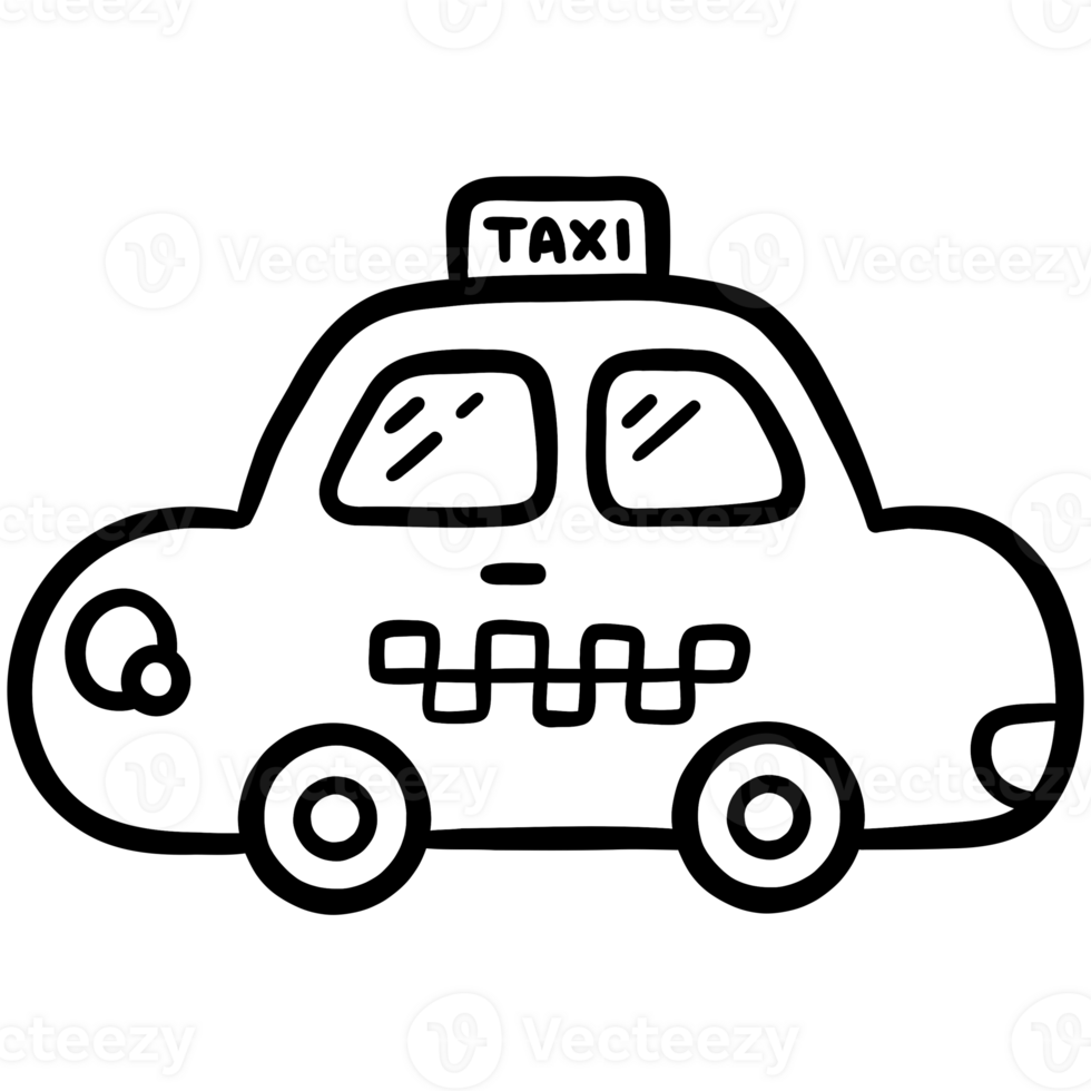 Cute taxi doodle png