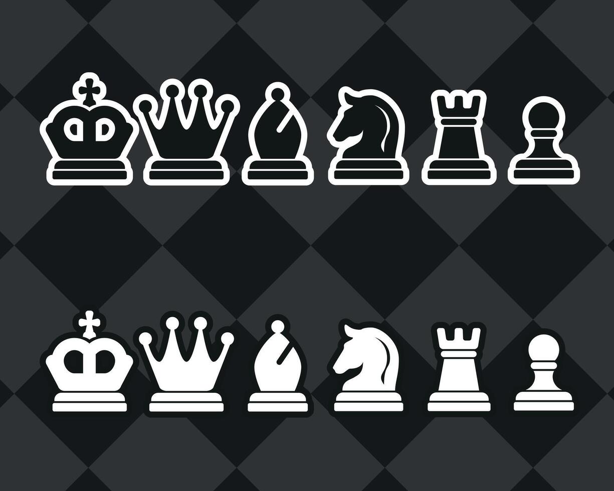 chess pieces on a black background vector