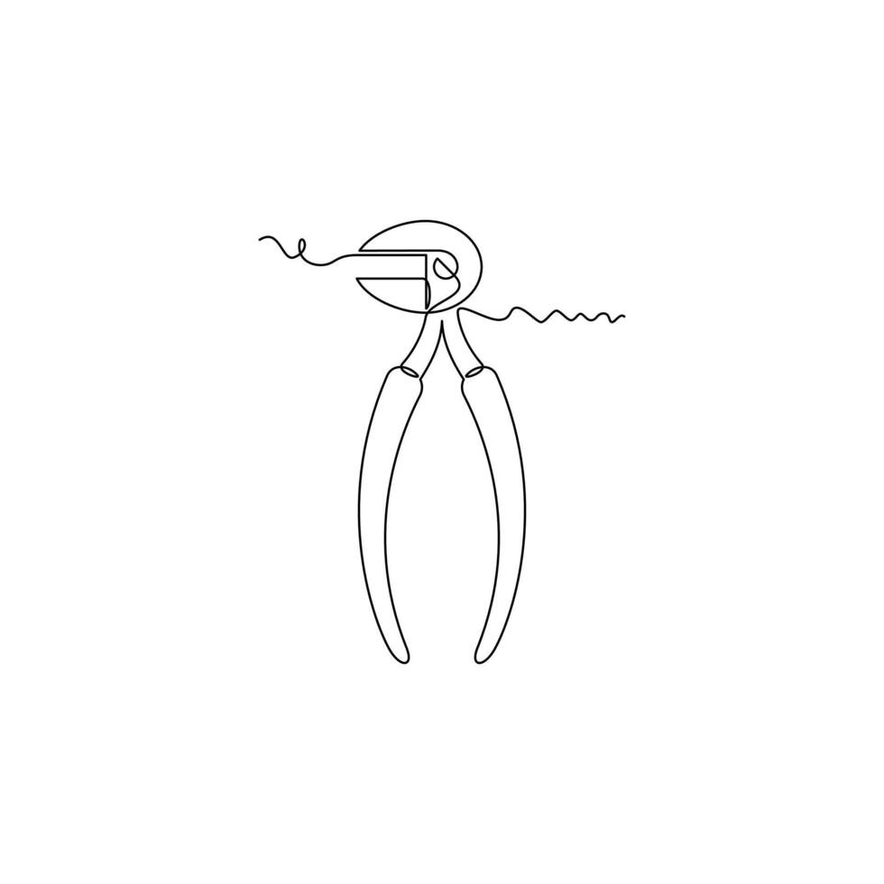 one line art Dental Nipper illustration. line art, one continuous line, simple, hand drawn and sketch style. for icons, symbols, signs or logos vector