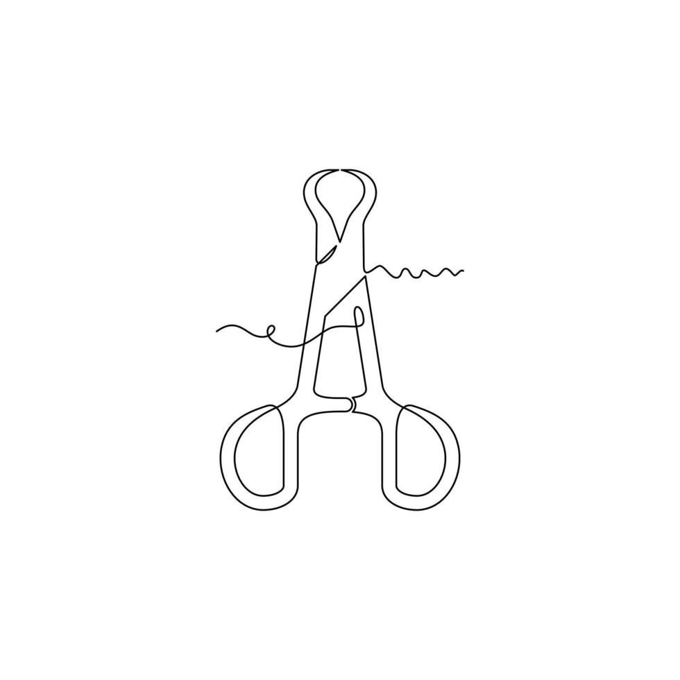 one line art Backhaus Towel Clamp illustration. line art, one continuous line, simple, hand drawn and sketch style. for icons, symbols, signs or logos vector