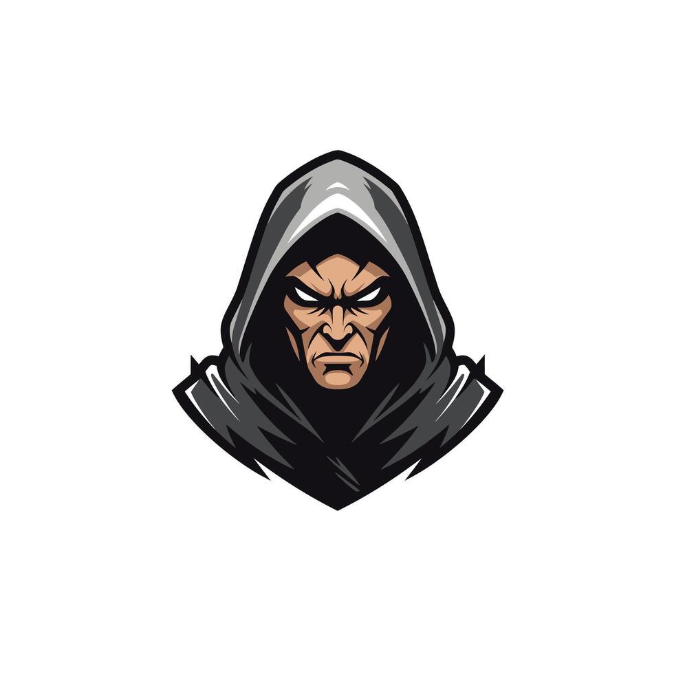 Angry man wearing a robe with a hoodie logo design vector