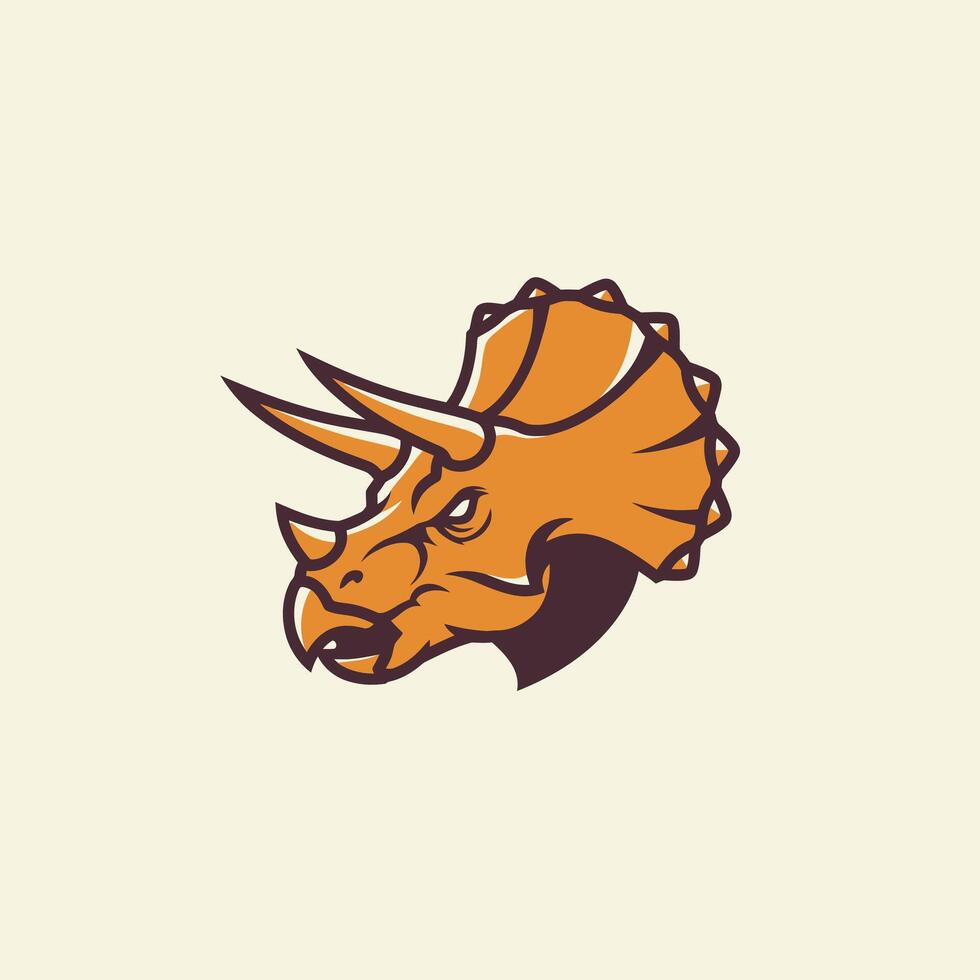 Triceratops head logo design vector