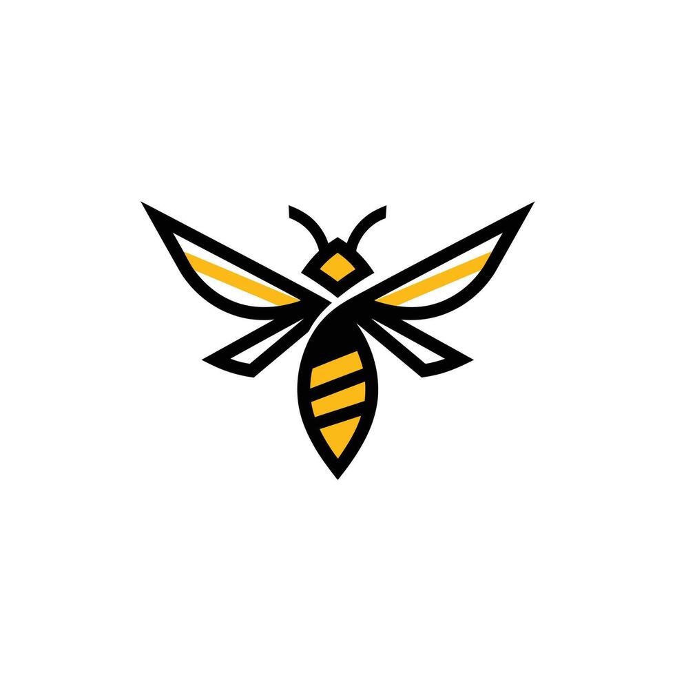 Bee logo design with yellow and black stripes vector