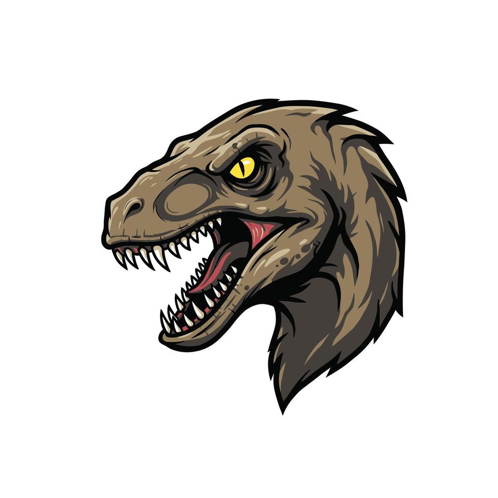 Dinosaur head with a yellow eye logo design vector