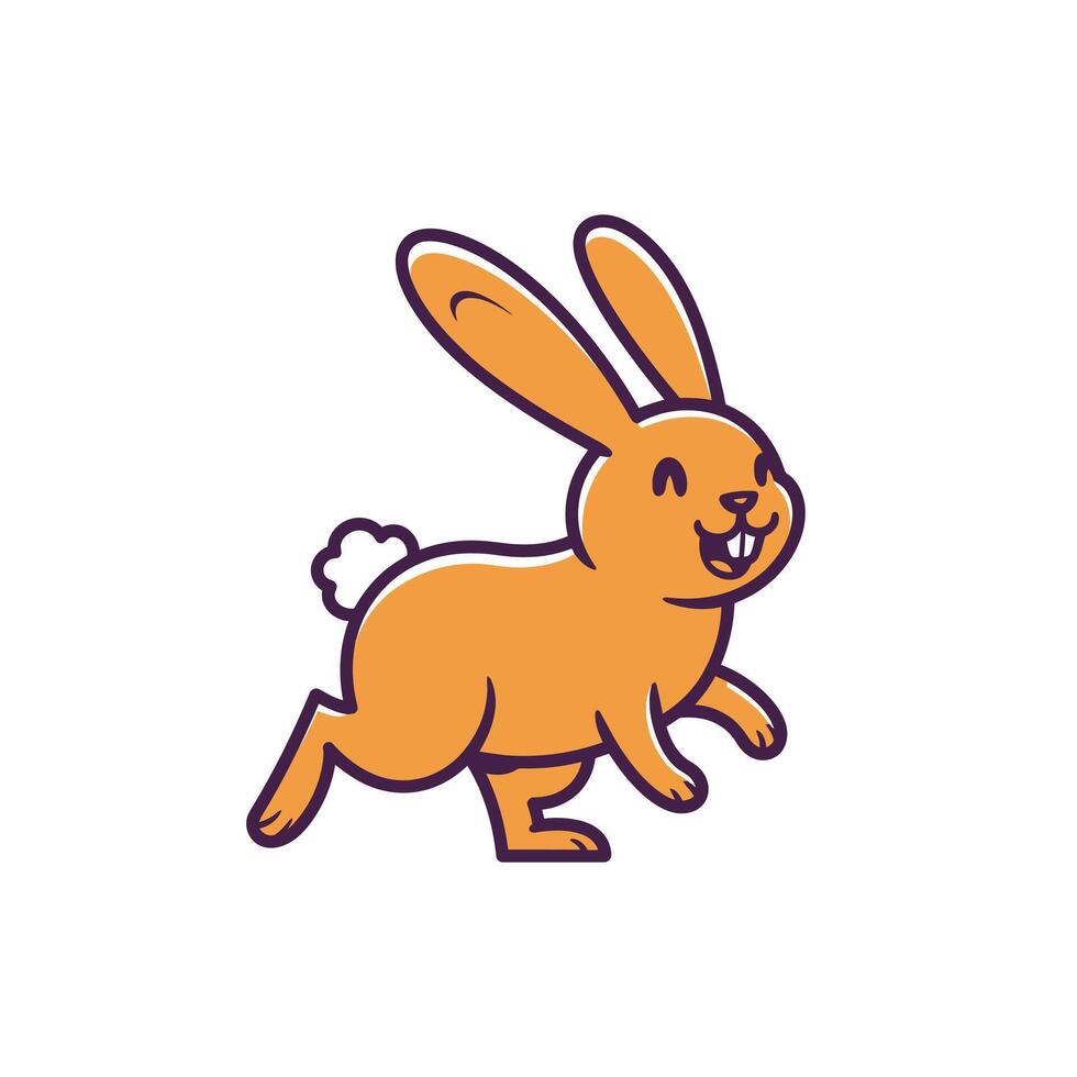 Logo design of a cartoon rabbit running on a white background vector